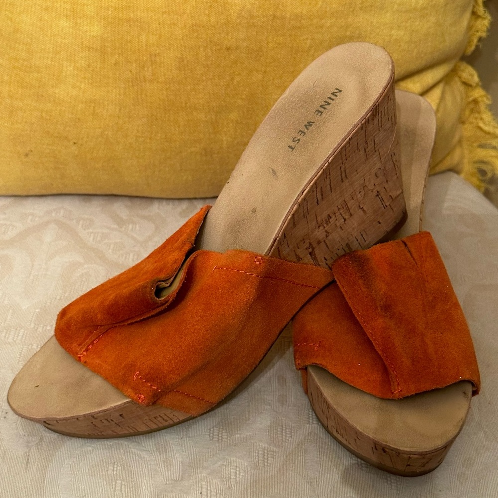 Orange wedge heel